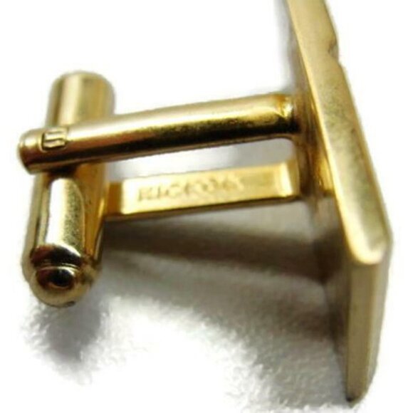 Hickok Double Square Gold T Stone Vintage Tux Shirt Dress Suit Vintage Cufflinks - Picture 9 of 10